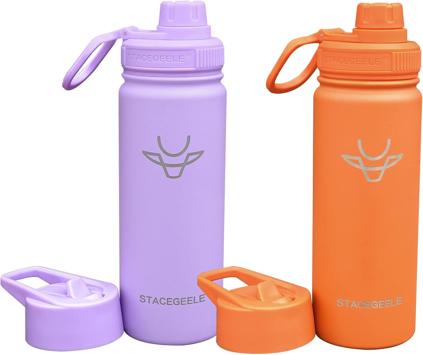 STACEGEELE Insulated Stainless Steel Vacuum Water Bottle with Spout Lid & Screw-On Cap | Leak-Proof, Lightweight, Eco-Friendly Flask for Kids - Available in 18Oz, 24Oz, 32Oz, and 40Oz (32Oz Pink)