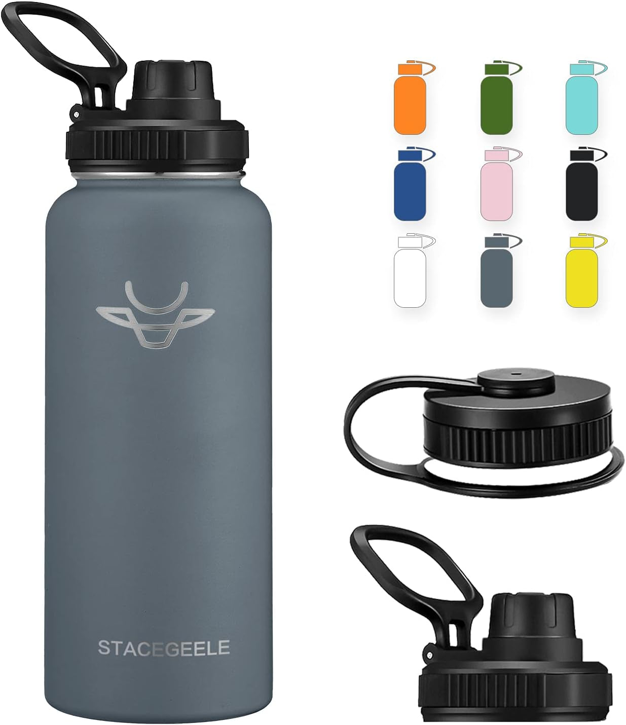 STACEGEELE Insulated Stainless Steel Vacuum Water Bottle with Spout Lid & Screw-On Cap | Leak-Proof, Lightweight, Eco-Friendly Flask for Kids - Available in 18Oz, 24Oz, 32Oz, and 40Oz (32Oz Pink)