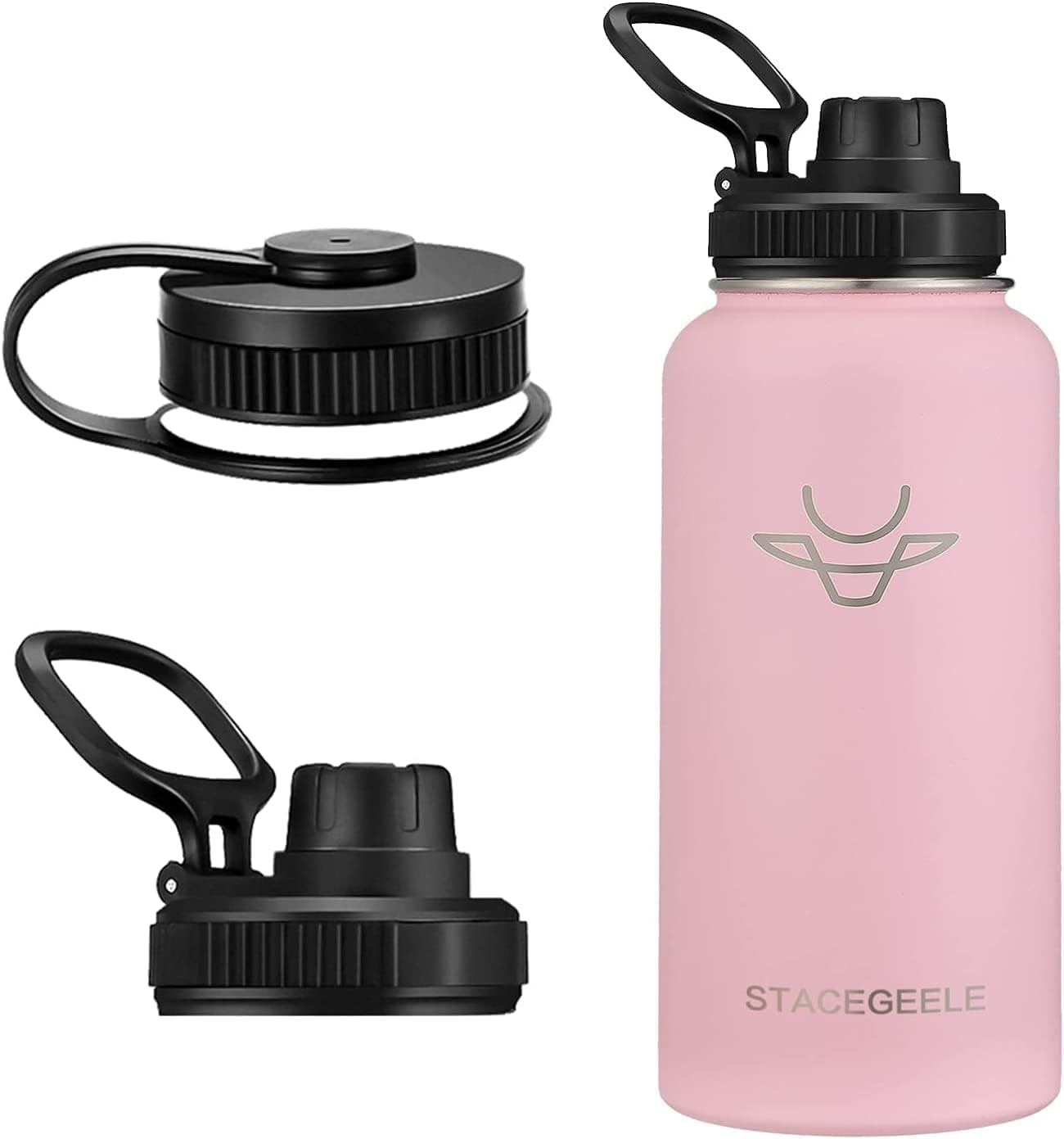 STACEGEELE Insulated Stainless Steel Vacuum Water Bottle with Spout Lid & Screw-On Cap | Leak-Proof, Lightweight, Eco-Friendly Flask for Kids - Available in 18Oz, 24Oz, 32Oz, and 40Oz (32Oz Pink)