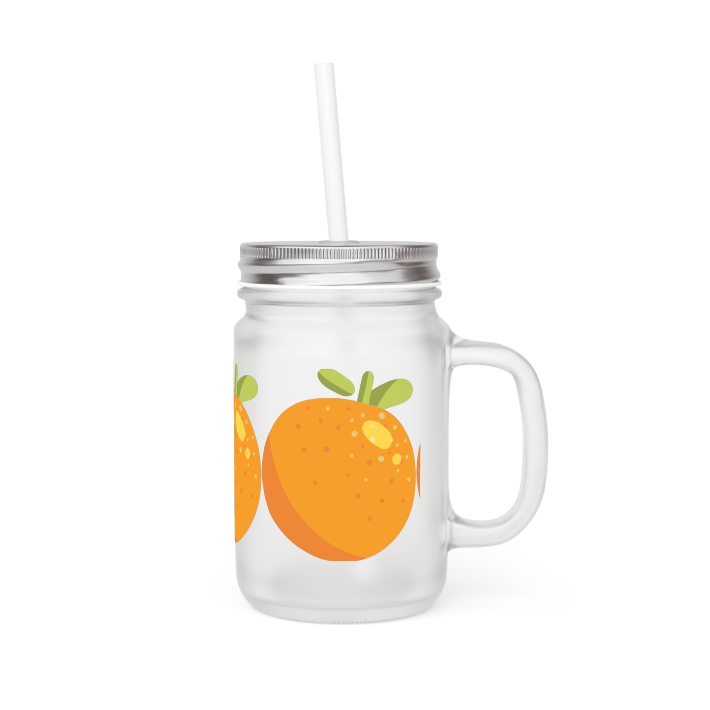 Cute Orange Design Mason Jar with Straw - Perfect for Summer Drinks