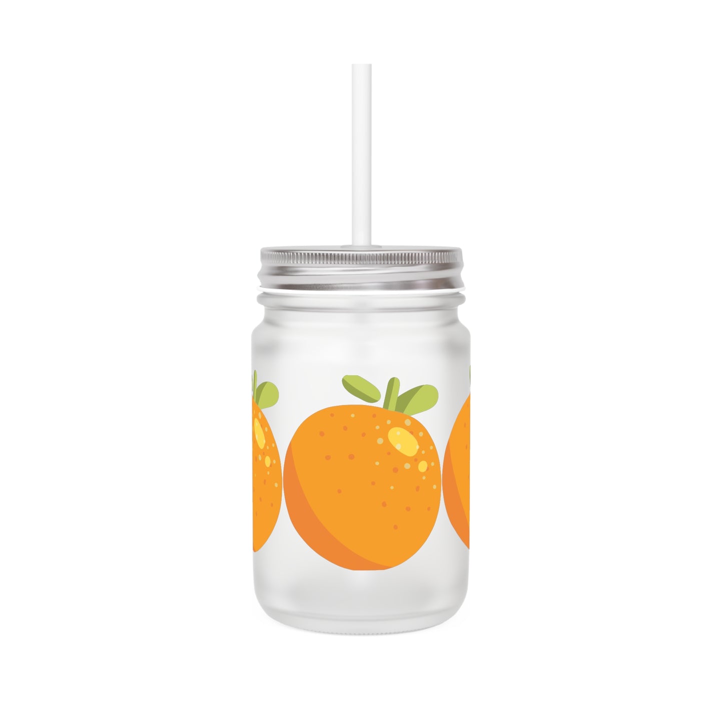 Cute Orange Design Mason Jar with Straw - Perfect for Summer Drinks