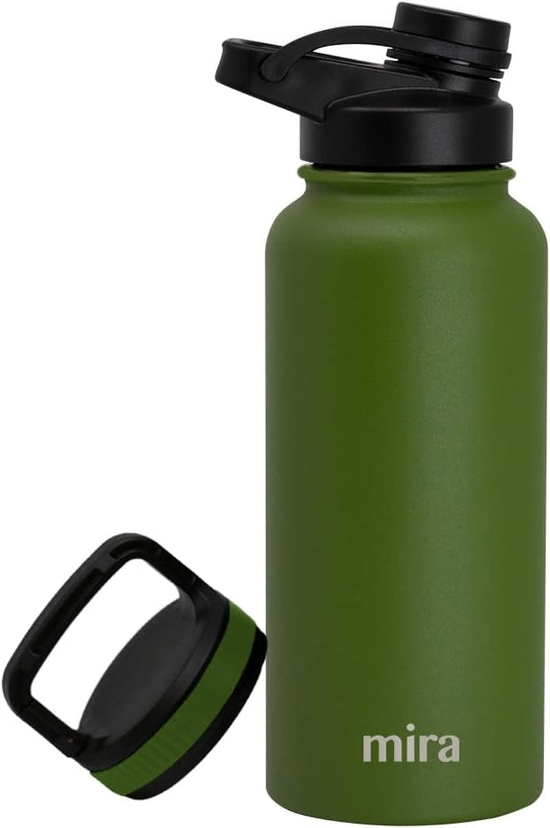 MIRA 32 Oz Insulated Stainless Steel Sports Bottle with Temperature Control - Easy-Drink Spout (24 Hours Cold/12 Hours Hot) - Black