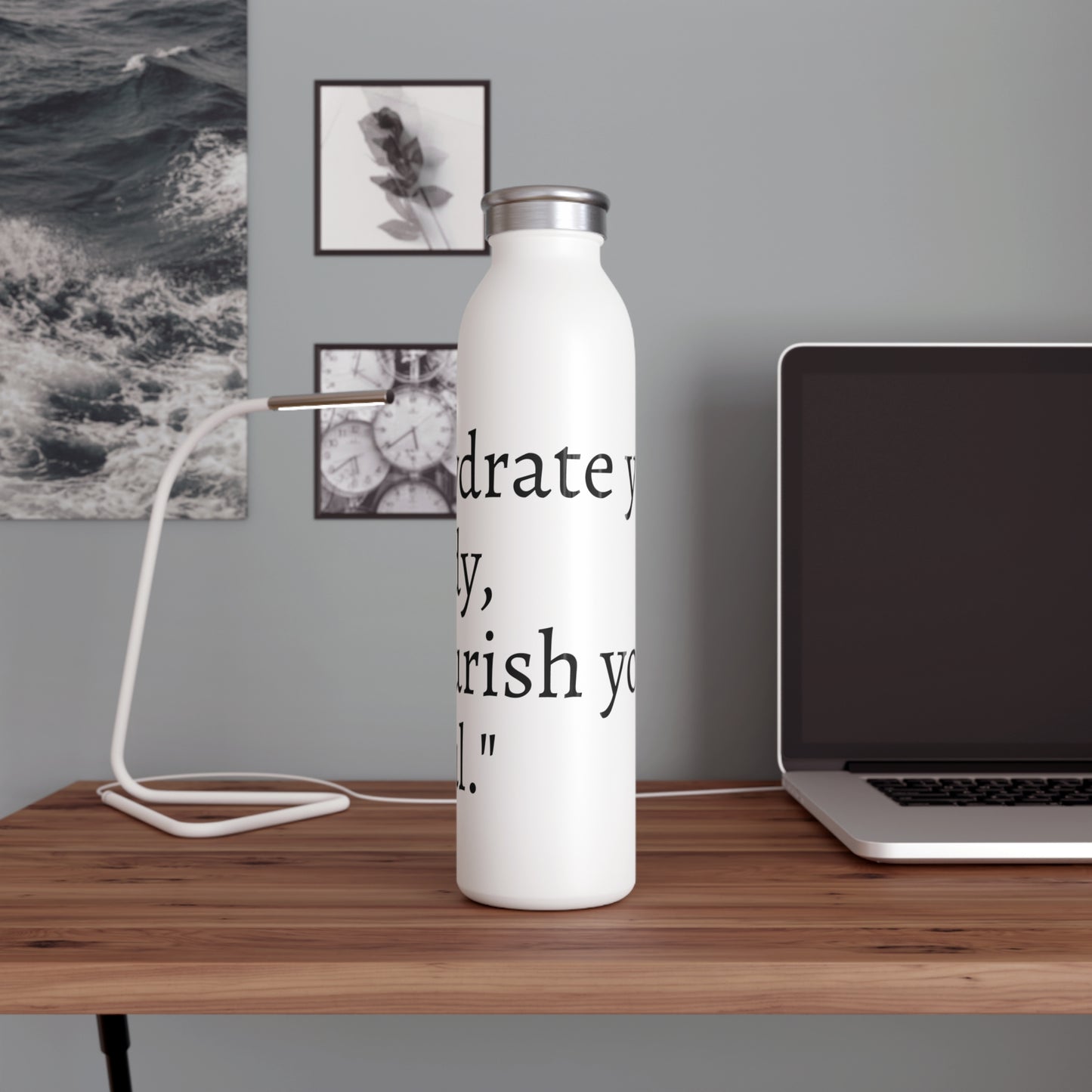 Inspirational Slim Water Bottle - "Hydrate Your Body, Nourish Your Soul" - Perfect for Fitness Enthusiasts and Everyday Use