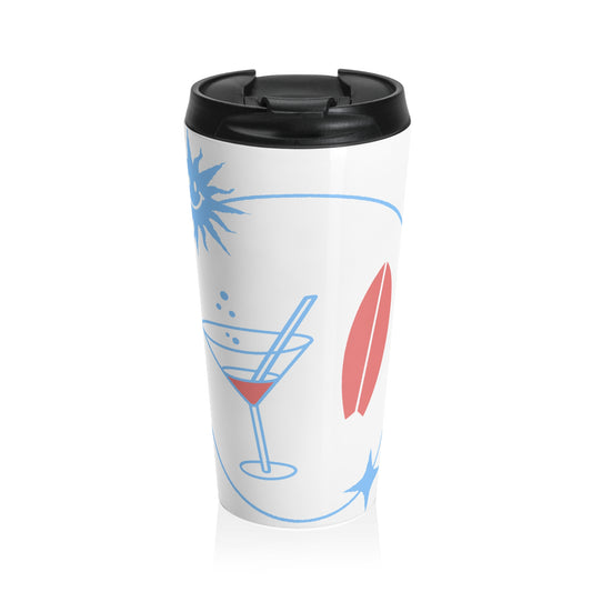 Beach Vibes Stainless Steel Travel Mug - Perfect for Summer Cocktails