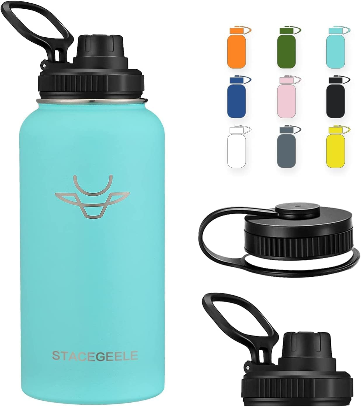 STACEGEELE Insulated Stainless Steel Vacuum Water Bottle with Spout Lid & Screw-On Cap | Leak-Proof, Lightweight, Eco-Friendly Flask for Kids - Available in 18Oz, 24Oz, 32Oz, and 40Oz (32Oz Pink)