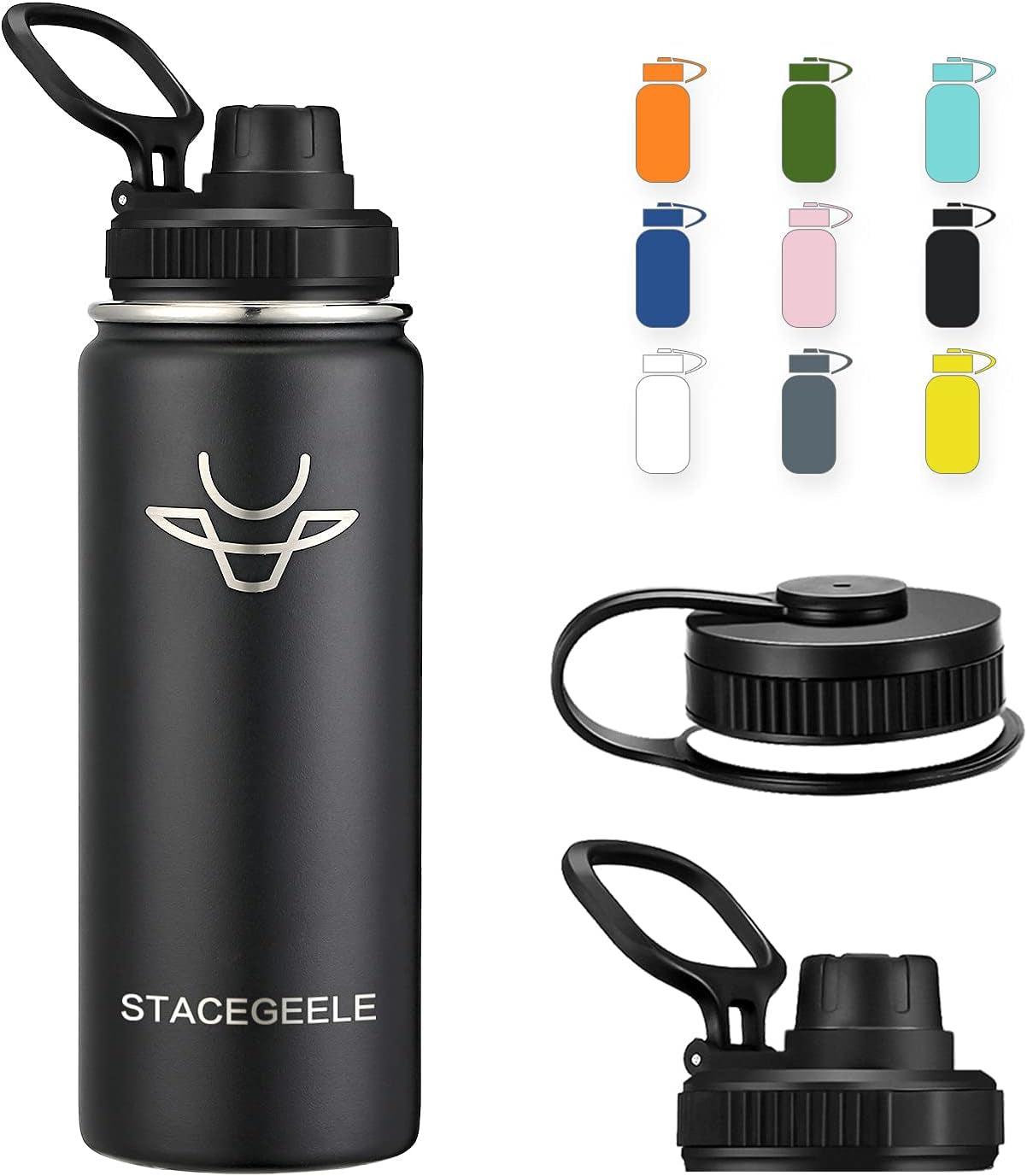 STACEGEELE Insulated Stainless Steel Vacuum Water Bottle with Spout Lid & Screw-On Cap | Leak-Proof, Lightweight, Eco-Friendly Flask for Kids - Available in 18Oz, 24Oz, 32Oz, and 40Oz (32Oz Pink)