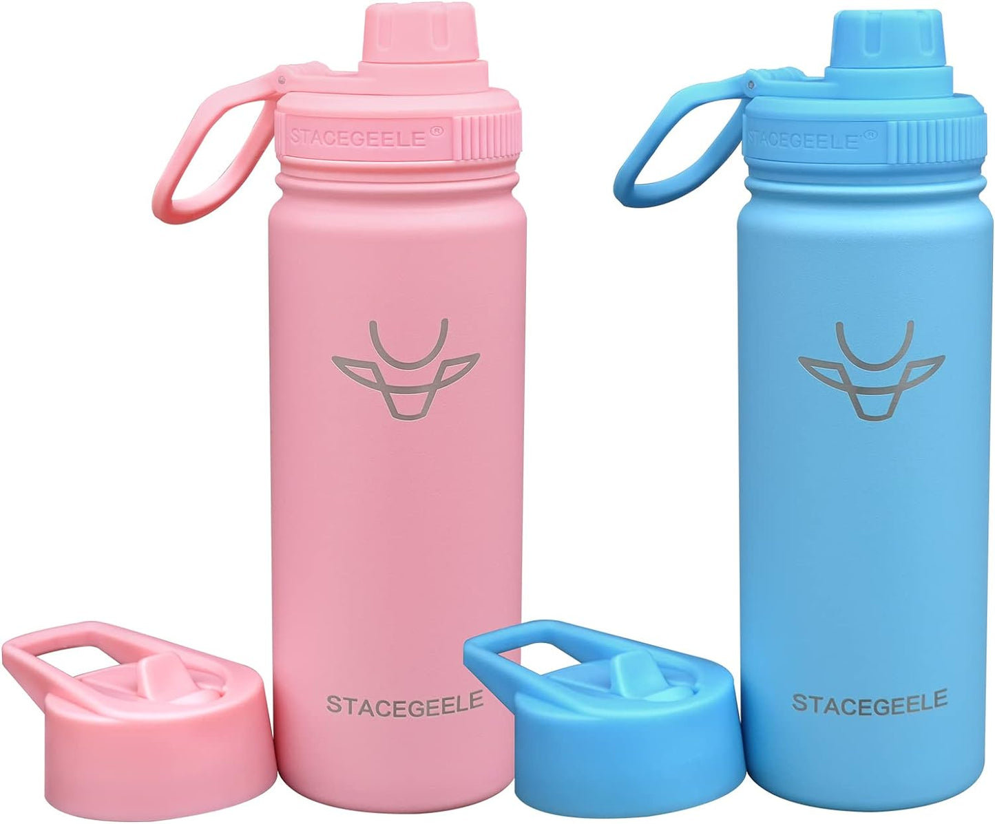 STACEGEELE Insulated Stainless Steel Vacuum Water Bottle with Spout Lid & Screw-On Cap | Leak-Proof, Lightweight, Eco-Friendly Flask for Kids - Available in 18Oz, 24Oz, 32Oz, and 40Oz (32Oz Pink)