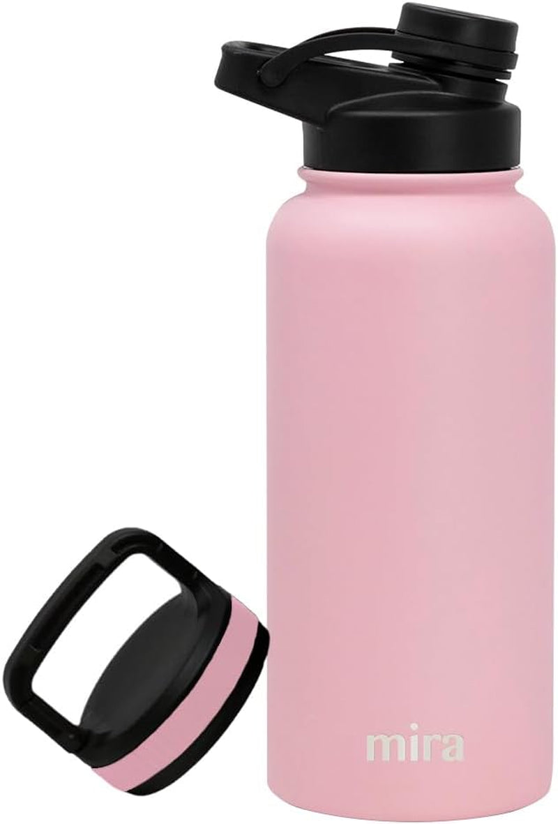 MIRA 32 Oz Insulated Stainless Steel Sports Bottle with Temperature Control - Easy-Drink Spout (24 Hours Cold/12 Hours Hot) - Black