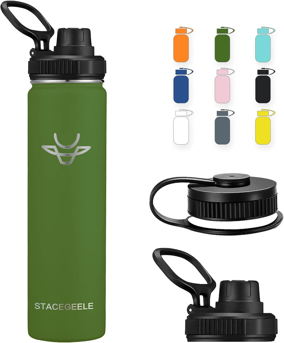 STACEGEELE Insulated Stainless Steel Vacuum Water Bottle with Spout Lid & Screw-On Cap | Leak-Proof, Lightweight, Eco-Friendly Flask for Kids - Available in 18Oz, 24Oz, 32Oz, and 40Oz (32Oz Pink)