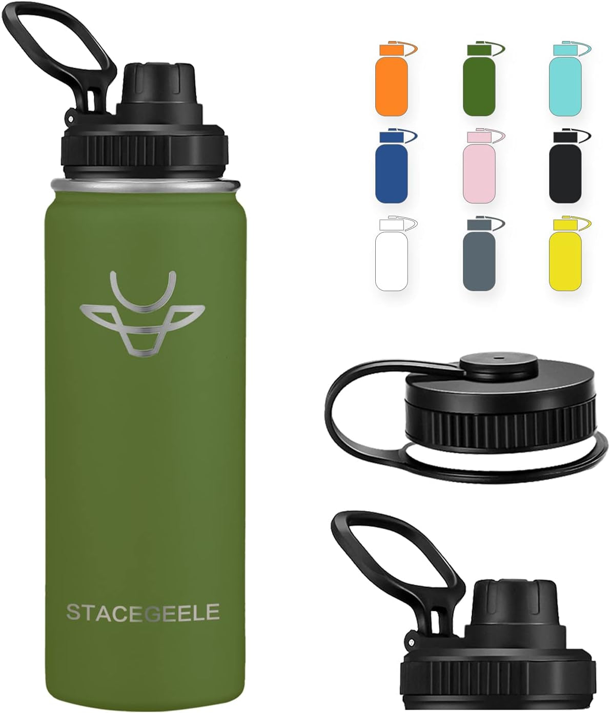 STACEGEELE Insulated Stainless Steel Vacuum Water Bottle with Spout Lid & Screw-On Cap | Leak-Proof, Lightweight, Eco-Friendly Flask for Kids - Available in 18Oz, 24Oz, 32Oz, and 40Oz (32Oz Pink)