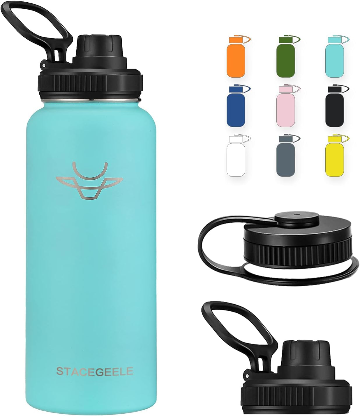 STACEGEELE Insulated Stainless Steel Vacuum Water Bottle with Spout Lid & Screw-On Cap | Leak-Proof, Lightweight, Eco-Friendly Flask for Kids - Available in 18Oz, 24Oz, 32Oz, and 40Oz (32Oz Pink)