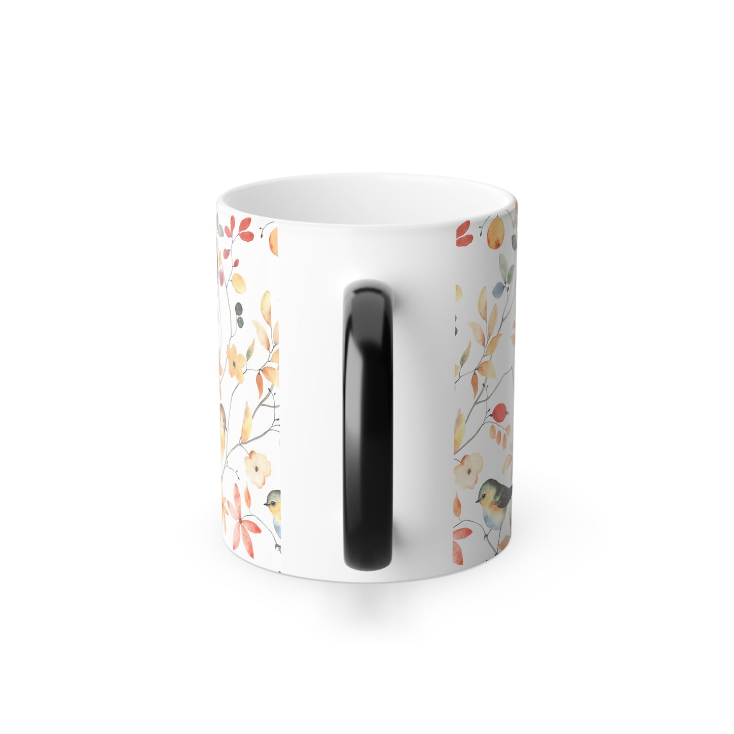 Color Changing Nature-Inspired Mug | 11oz Floral Design with Birds