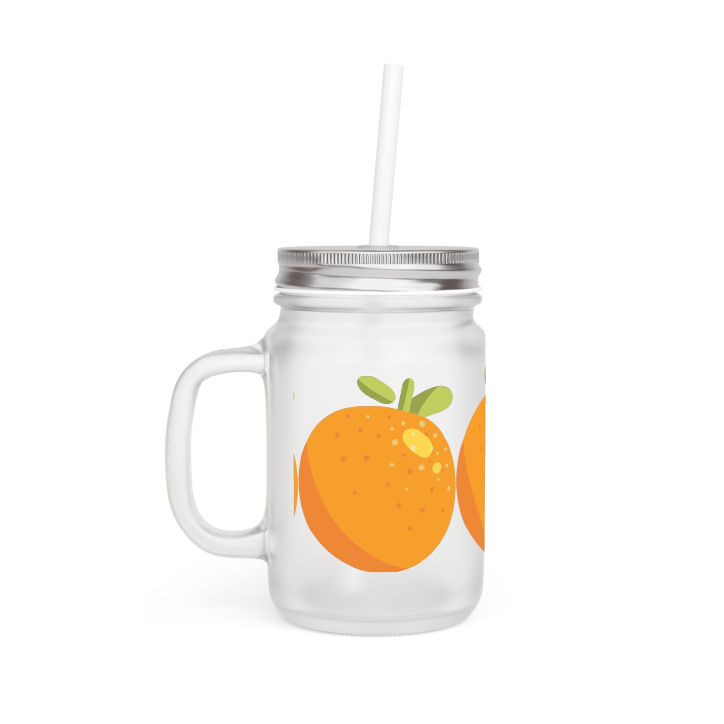 Cute Orange Design Mason Jar with Straw - Perfect for Summer Drinks