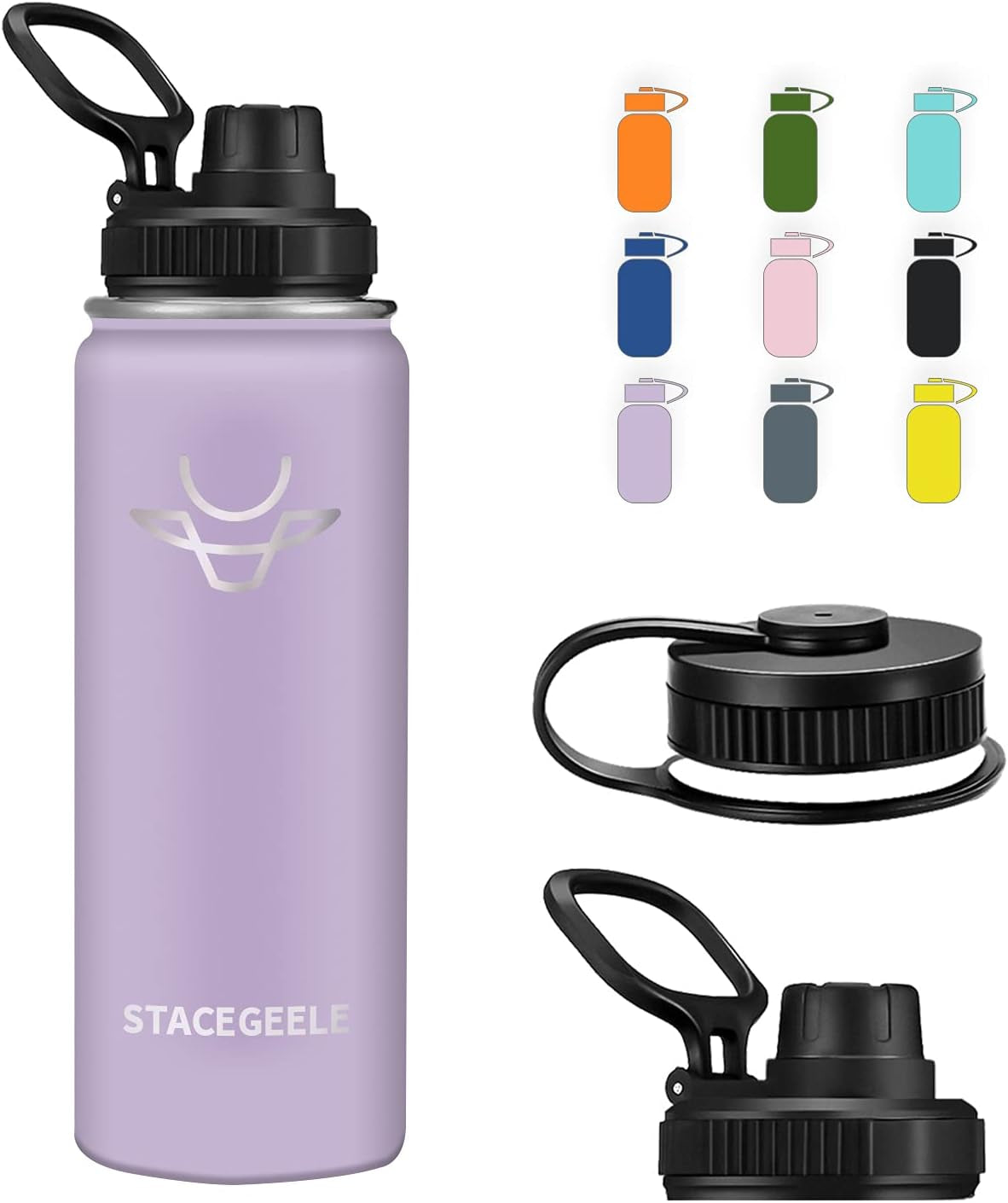 STACEGEELE Insulated Stainless Steel Vacuum Water Bottle with Spout Lid & Screw-On Cap | Leak-Proof, Lightweight, Eco-Friendly Flask for Kids - Available in 18Oz, 24Oz, 32Oz, and 40Oz (32Oz Pink)