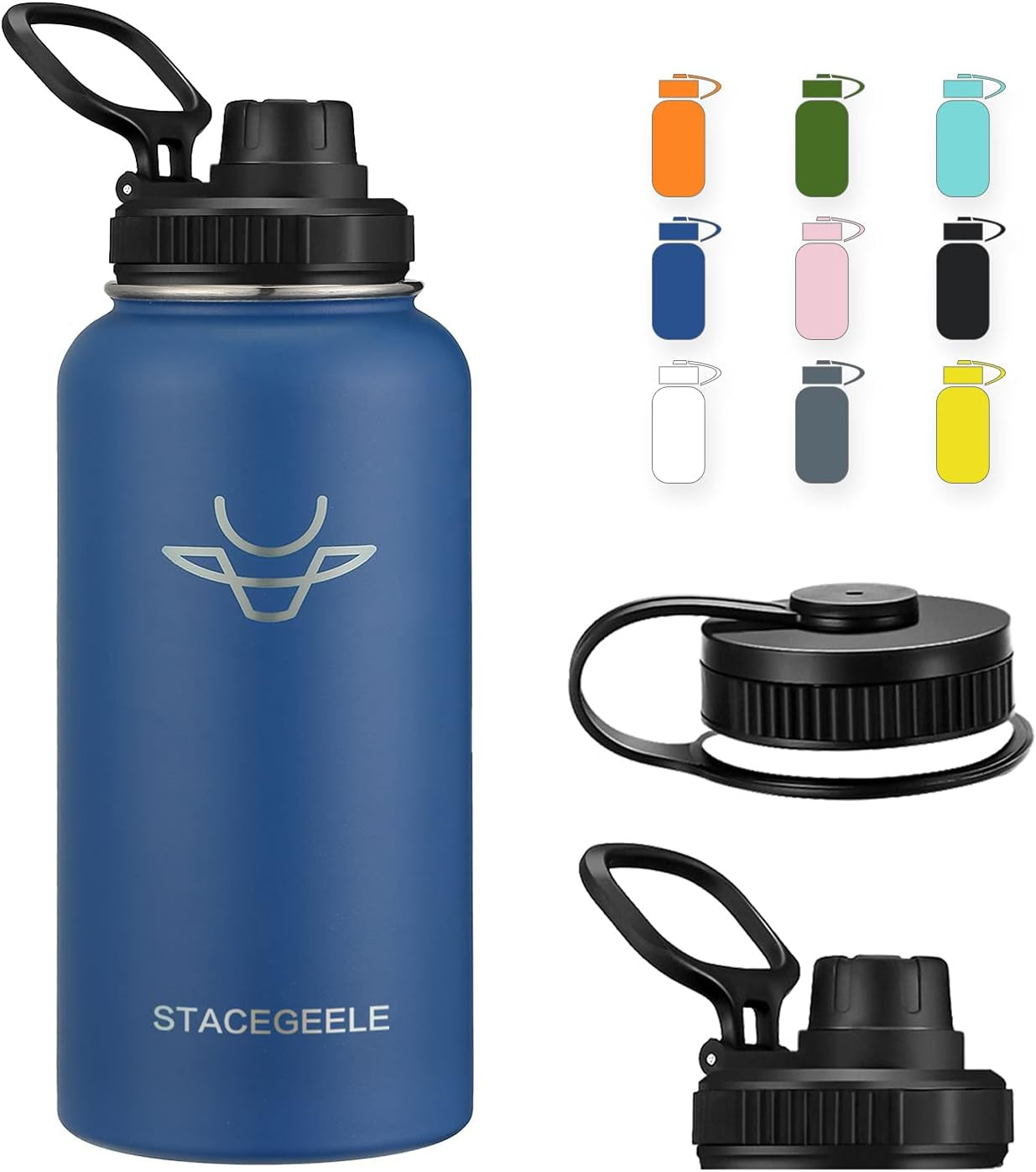 STACEGEELE Insulated Stainless Steel Vacuum Water Bottle with Spout Lid & Screw-On Cap | Leak-Proof, Lightweight, Eco-Friendly Flask for Kids - Available in 18Oz, 24Oz, 32Oz, and 40Oz (32Oz Pink)