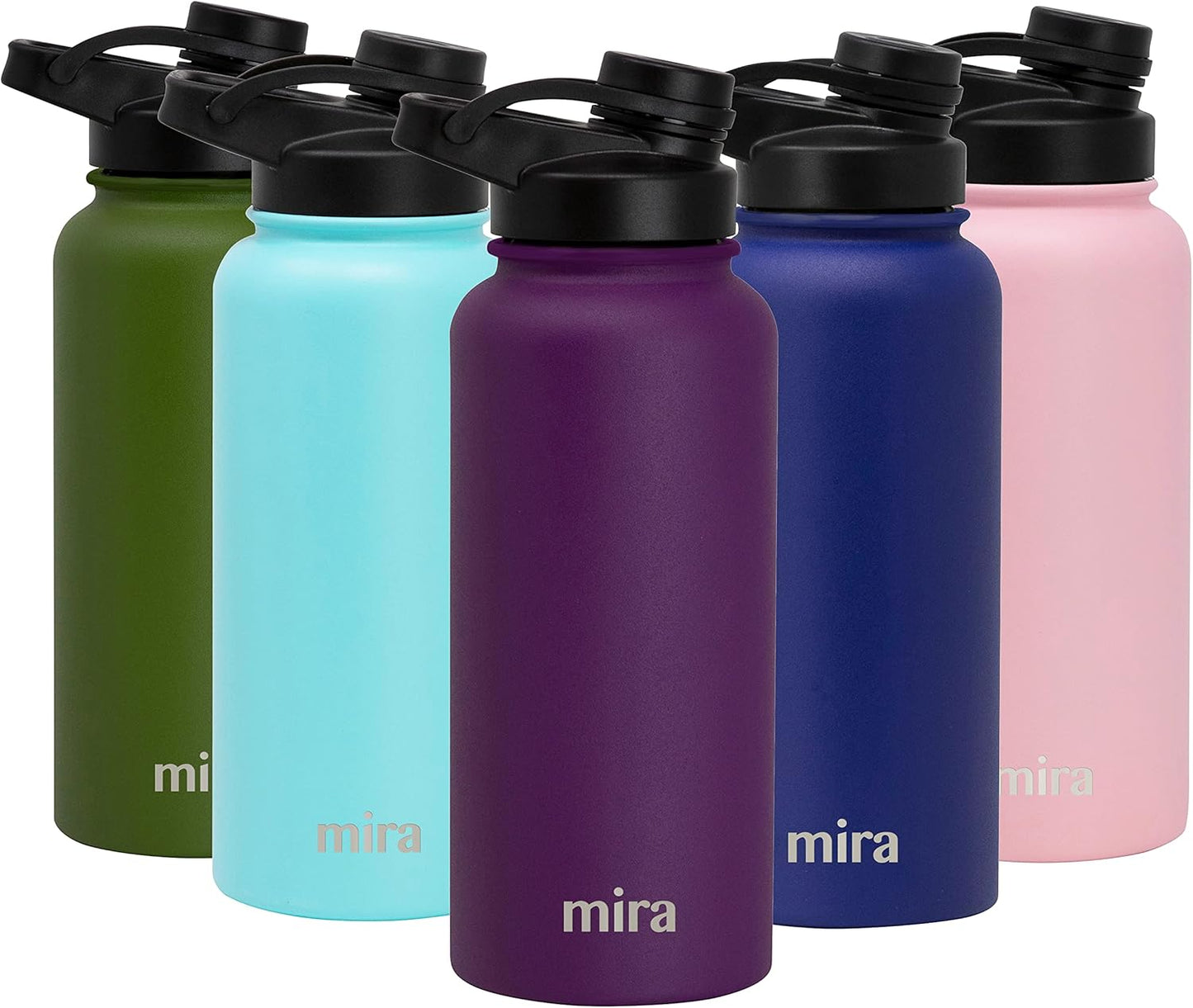 MIRA 32 Oz Insulated Stainless Steel Sports Bottle with Temperature Control - Easy-Drink Spout (24 Hours Cold/12 Hours Hot) - Black