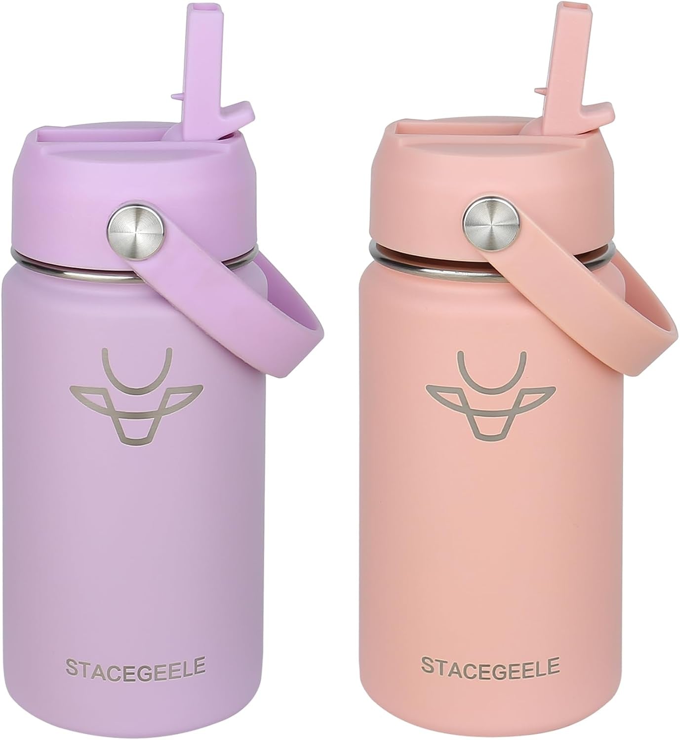 STACEGEELE Insulated Stainless Steel Vacuum Water Bottle with Spout Lid & Screw-On Cap | Leak-Proof, Lightweight, Eco-Friendly Flask for Kids - Available in 18Oz, 24Oz, 32Oz, and 40Oz (32Oz Pink)