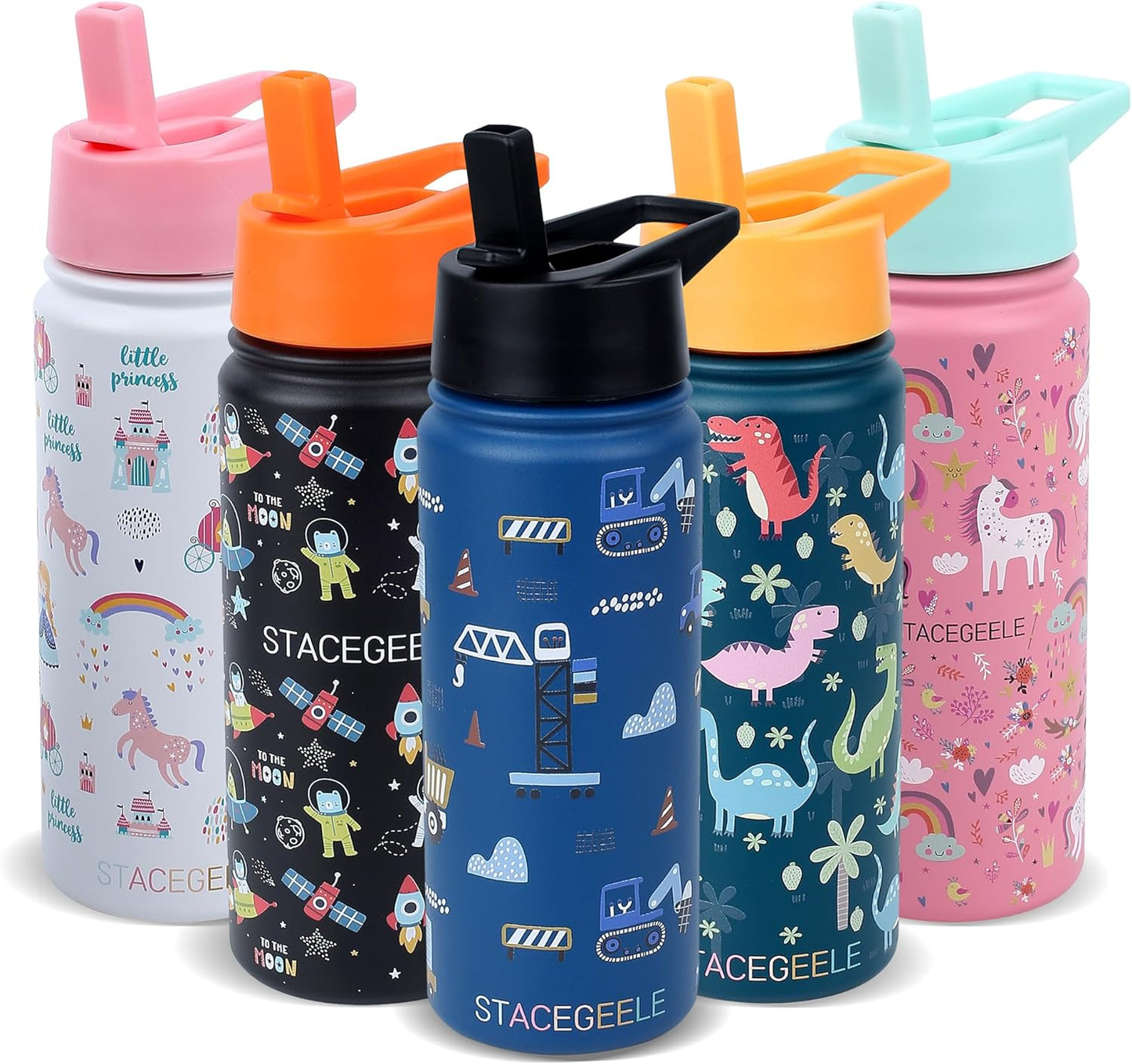 STACEGEELE Insulated Stainless Steel Vacuum Water Bottle with Spout Lid & Screw-On Cap | Leak-Proof, Lightweight, Eco-Friendly Flask for Kids - Available in 18Oz, 24Oz, 32Oz, and 40Oz (32Oz Pink)