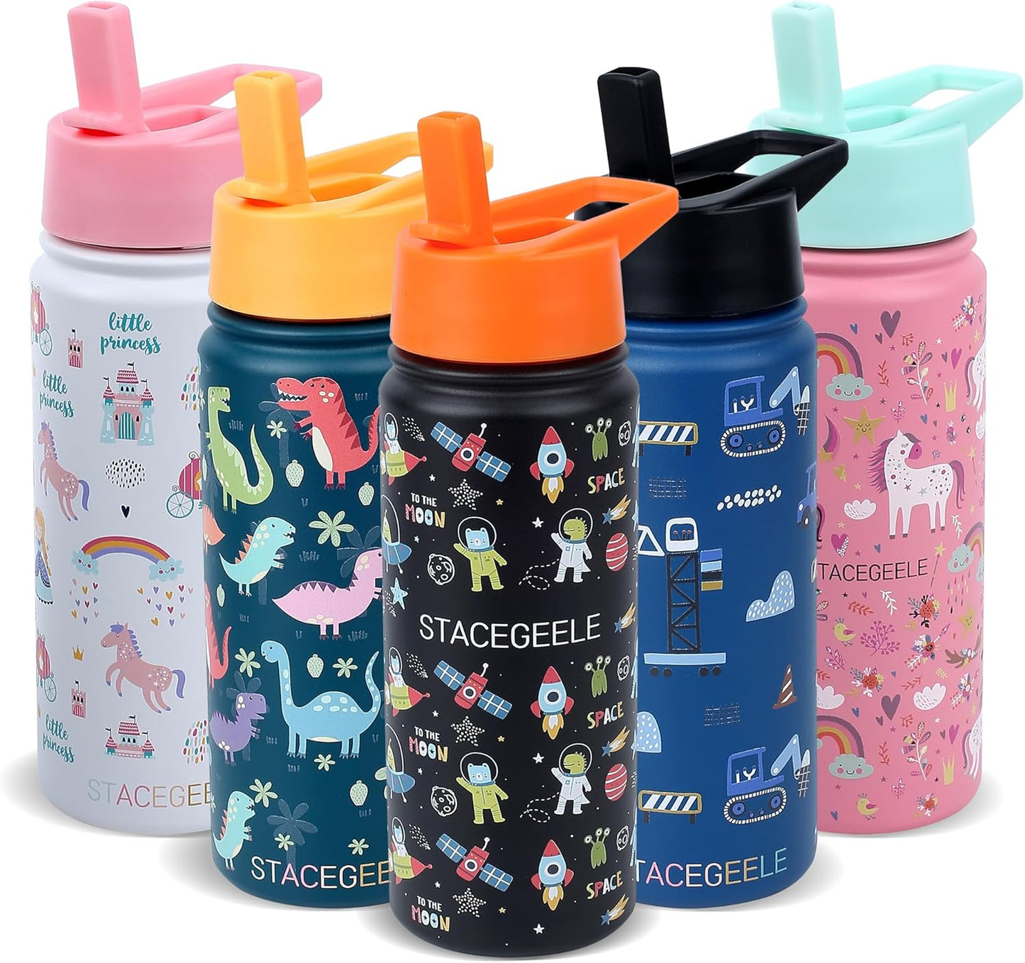 STACEGEELE Insulated Stainless Steel Vacuum Water Bottle with Spout Lid & Screw-On Cap | Leak-Proof, Lightweight, Eco-Friendly Flask for Kids - Available in 18Oz, 24Oz, 32Oz, and 40Oz (32Oz Pink)