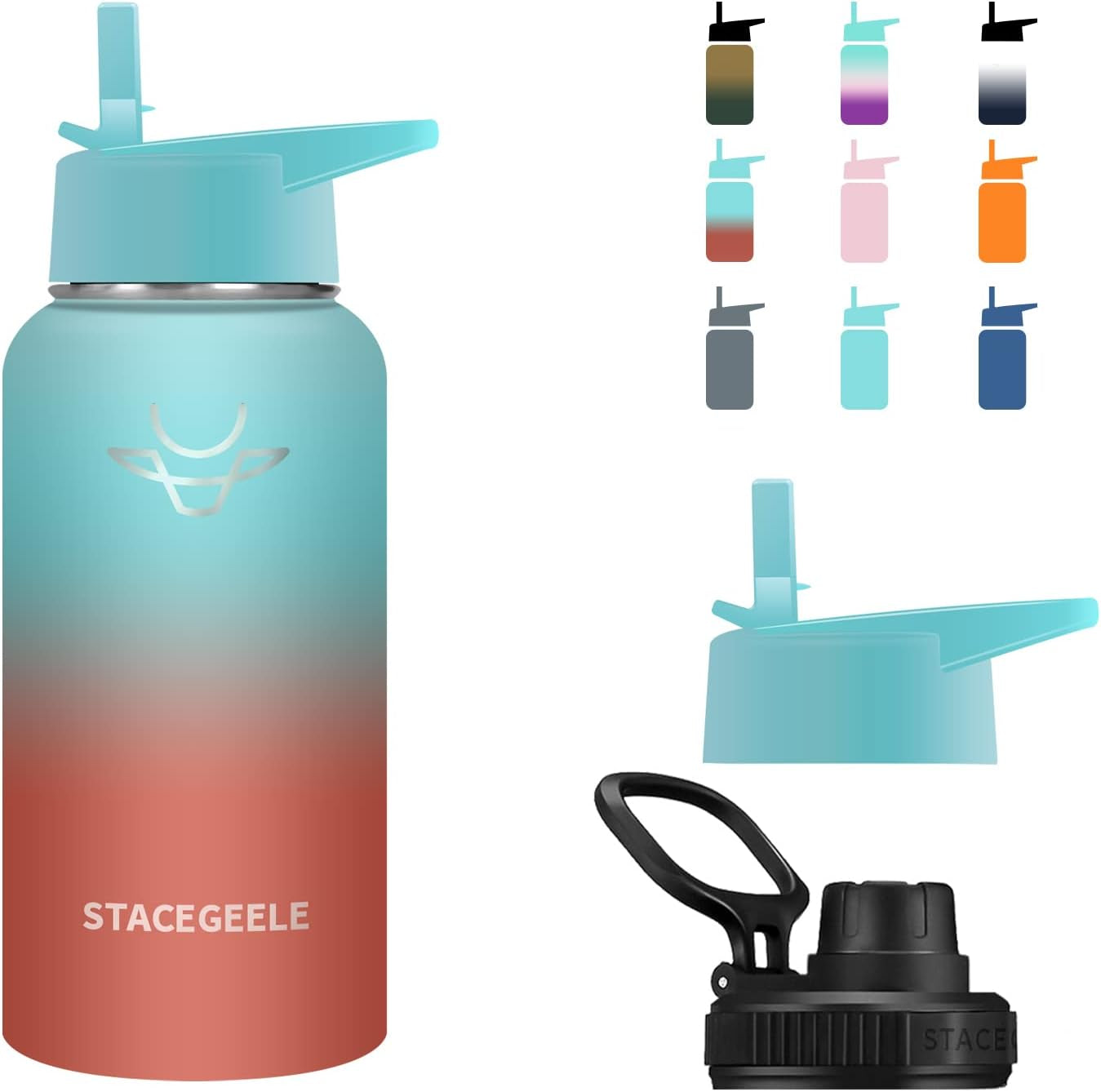 STACEGEELE Insulated Stainless Steel Vacuum Water Bottle with Spout Lid & Screw-On Cap | Leak-Proof, Lightweight, Eco-Friendly Flask for Kids - Available in 18Oz, 24Oz, 32Oz, and 40Oz (32Oz Pink)