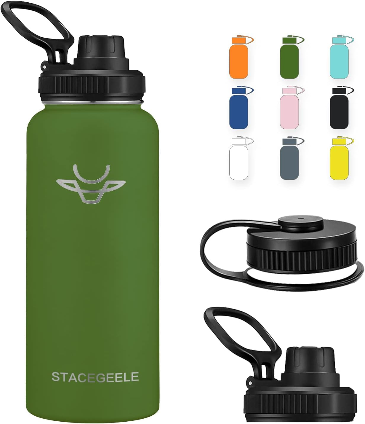 STACEGEELE Insulated Stainless Steel Vacuum Water Bottle with Spout Lid & Screw-On Cap | Leak-Proof, Lightweight, Eco-Friendly Flask for Kids - Available in 18Oz, 24Oz, 32Oz, and 40Oz (32Oz Pink)