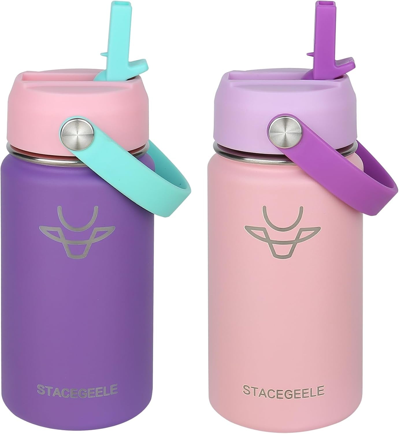 STACEGEELE Insulated Stainless Steel Vacuum Water Bottle with Spout Lid & Screw-On Cap | Leak-Proof, Lightweight, Eco-Friendly Flask for Kids - Available in 18Oz, 24Oz, 32Oz, and 40Oz (32Oz Pink)